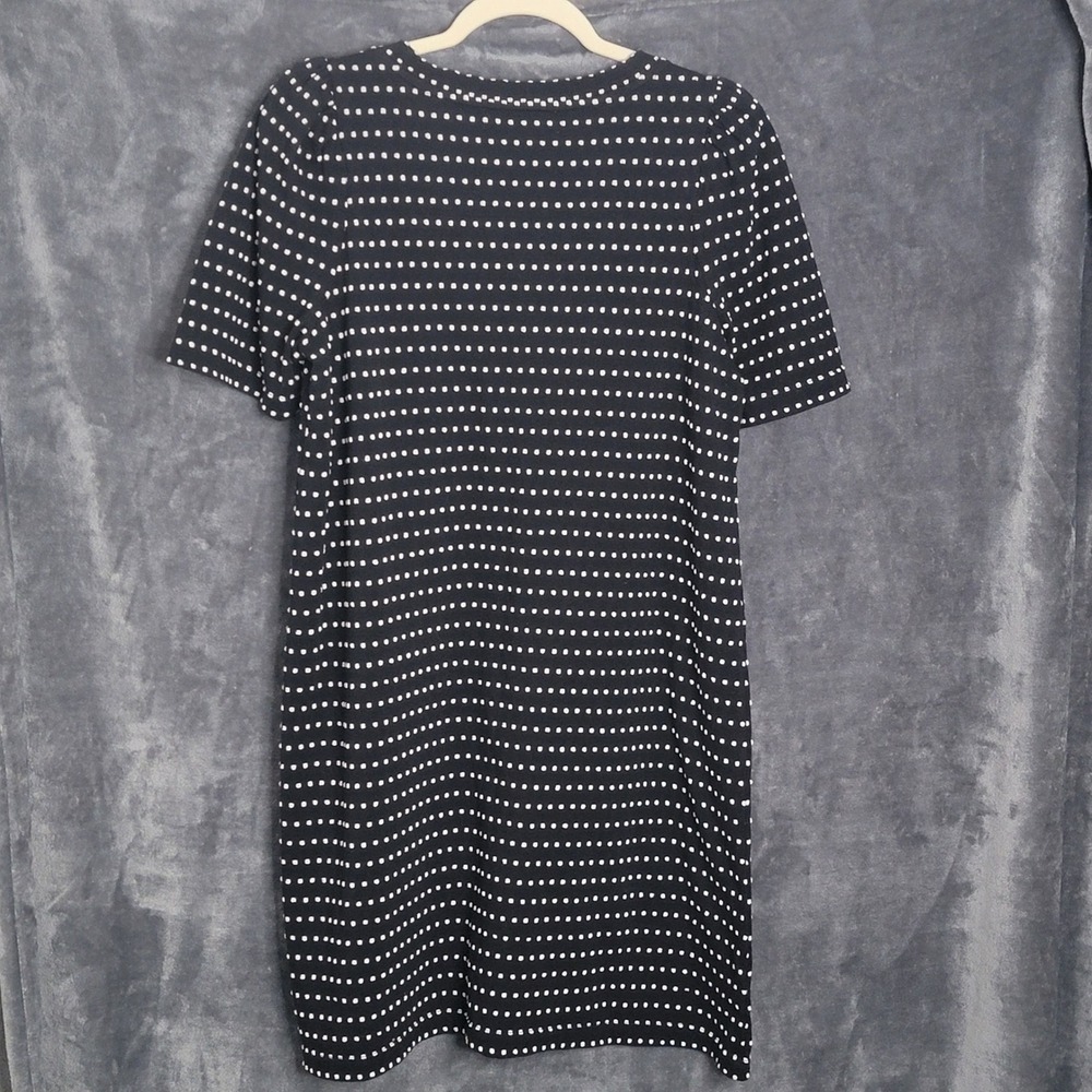 Loft T-Shirt Dress Womens Large Tall Black White Polka Dot V-Neck Short Sleeve - Picture 4 of 8
